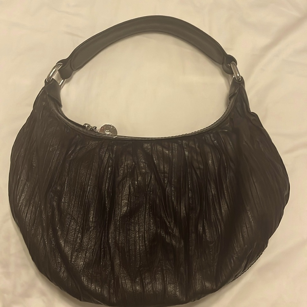 Donald J Pliner rich chocolate brown leather shoulder bag